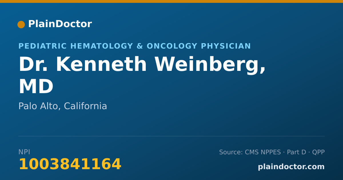 Shareable card for Kenneth Weinberg, MD - Pediatrics Physician, Palo Alto, CA