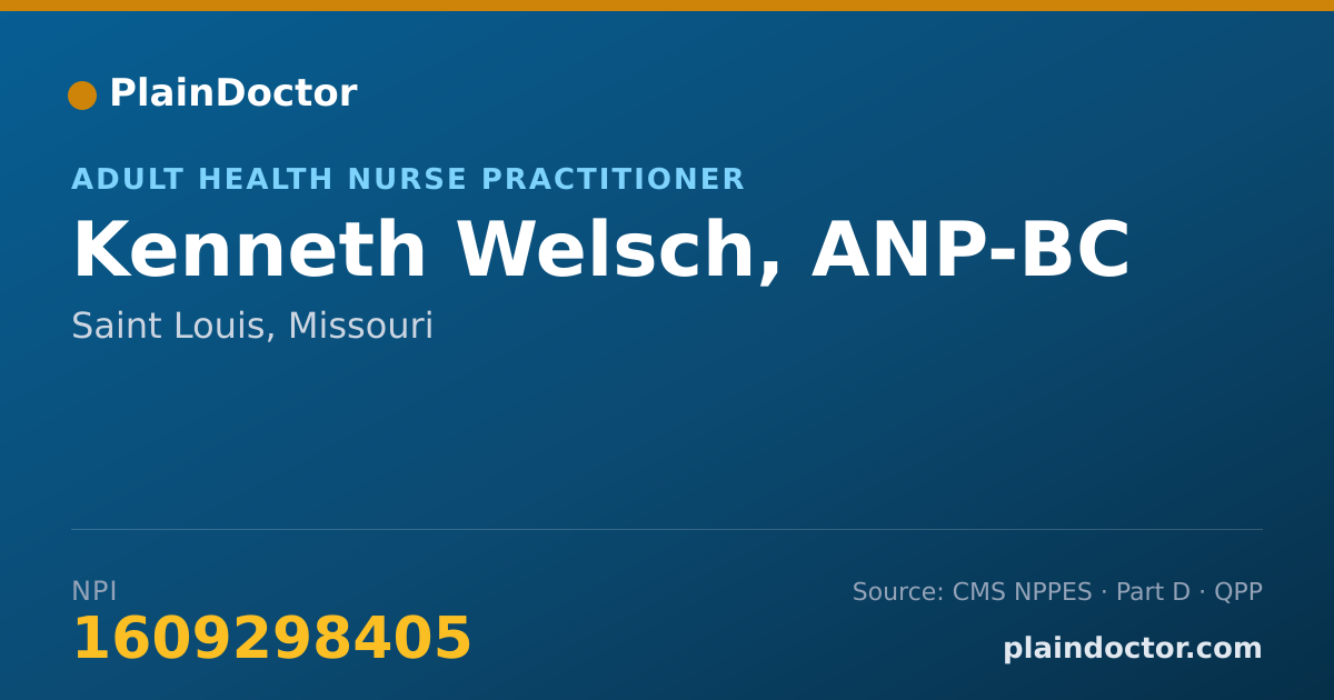Shareable card for Kenneth Welsch, ANP-BC - Adult Health Nurse Practitioner, Saint Louis, MO