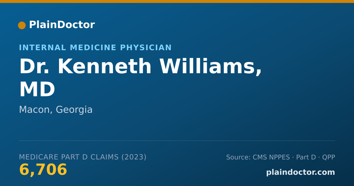Shareable card for Kenneth Williams, MD - Internal Medicine Physician, Macon, GA