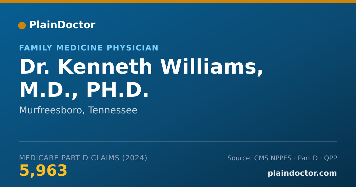 Shareable card for Kenneth Williams, M.D., PH.D. - Family Medicine Physician, Murfreesboro, TN