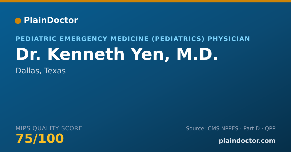 Shareable card for Kenneth Yen, M.D. - Pediatric Emergency Medicine (Pediatrics) Physician, Dallas, TX