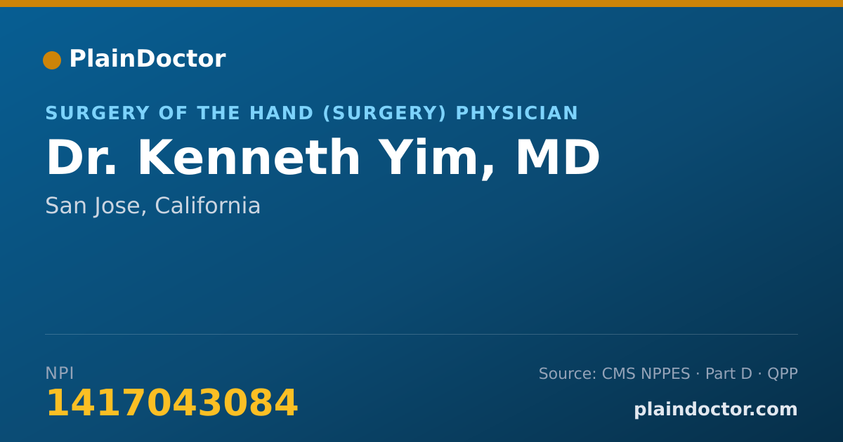 Shareable card for Kenneth Yim, MD - Surgery of the Hand (Surgery) Physician, San Jose, CA