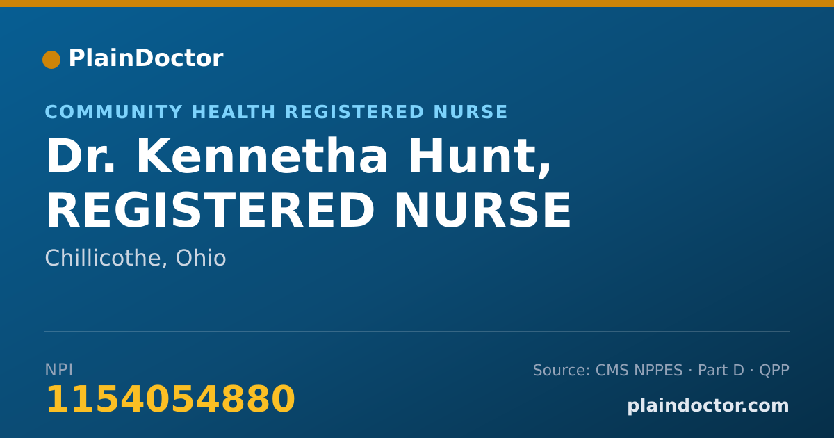 Shareable card for Kennetha Hunt, REGISTERED NURSE - Community Health Registered Nurse, Chillicothe, OH