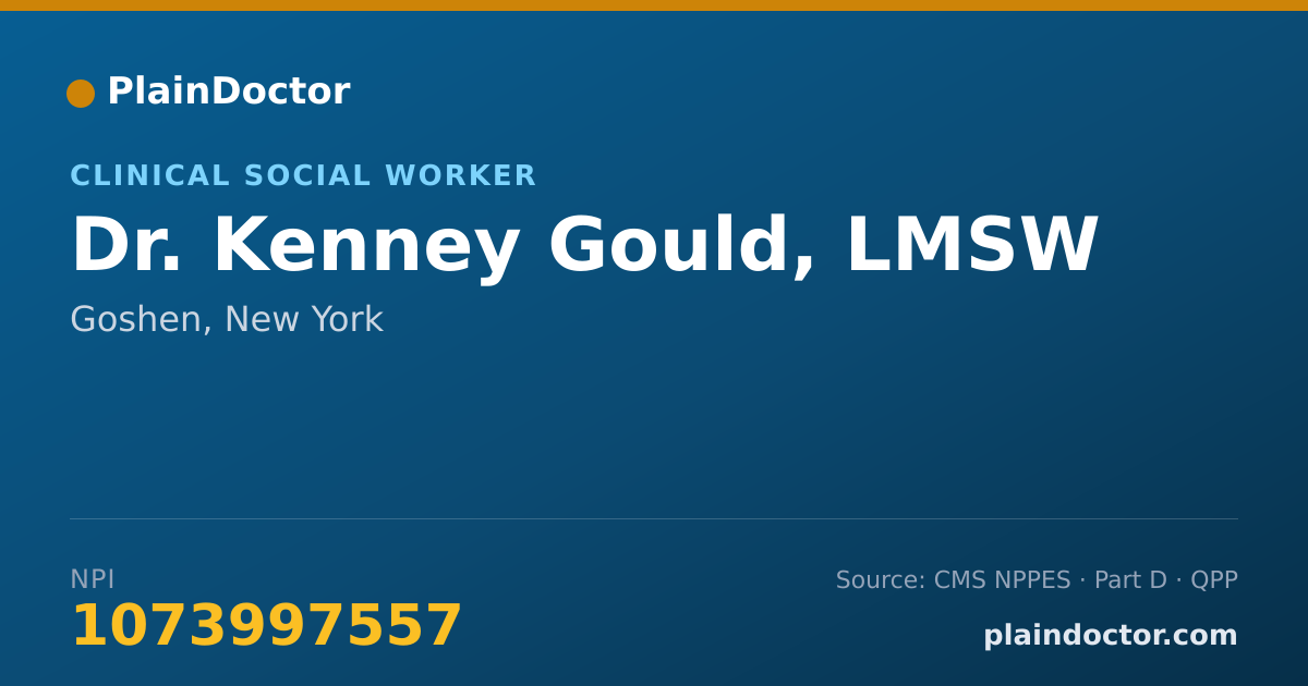 Shareable card for Kenney Gould, LMSW - Clinical Social Worker, Goshen, NY