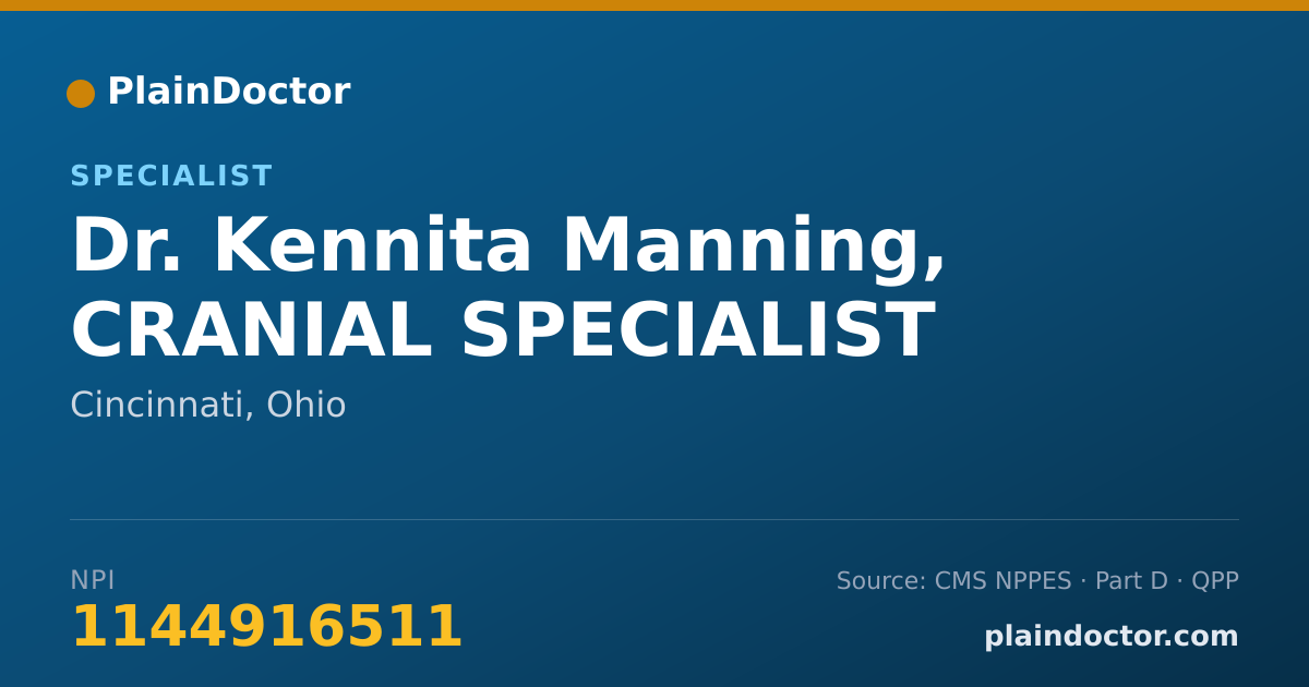 Shareable card for Kennita Manning, CRANIAL SPECIALIST - Specialist, Cincinnati, OH