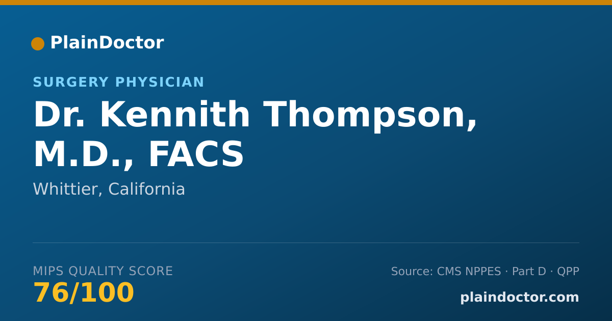 Shareable card for Kennith Thompson, M.D., FACS - Surgery Physician, Whittier, CA
