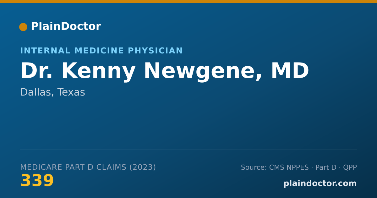Shareable card for Kenny Newgene, MD - Internal Medicine Physician, Dallas, TX