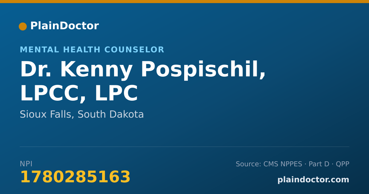 Shareable card for Kenny Pospischil, LPCC, LPC - Mental Health Counselor, Sioux Falls, SD