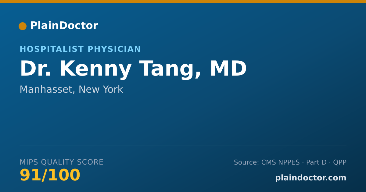 Shareable card for Kenny Tang, MD - Hospitalist Physician, Manhasset, NY