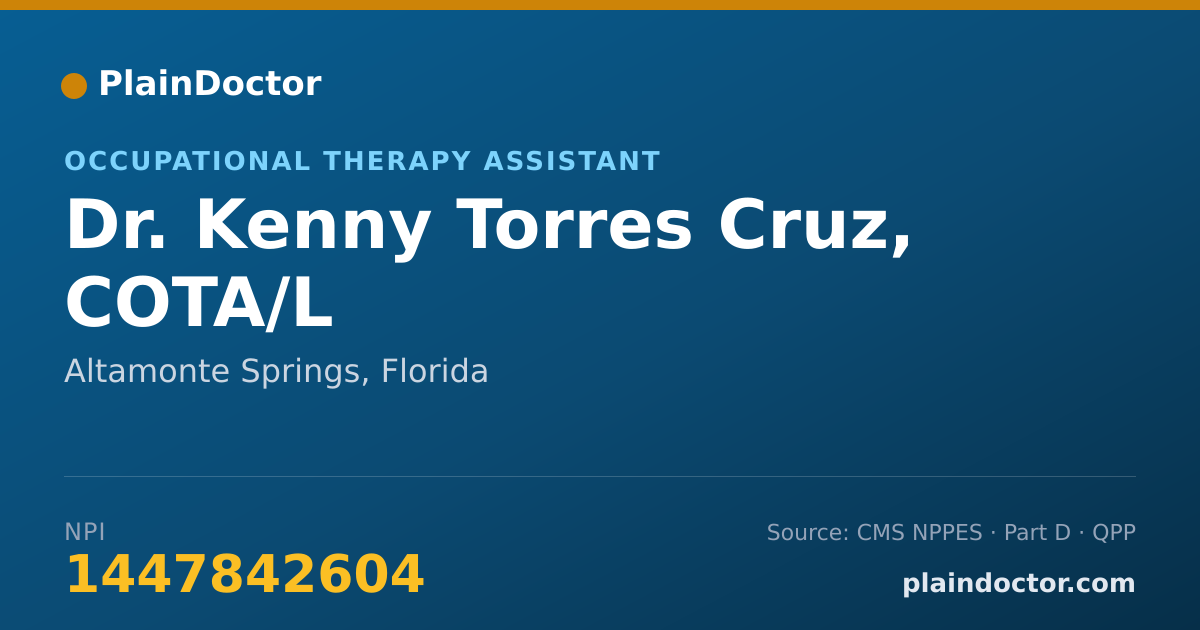 Shareable card for Kenny Torres Cruz, COTA/L - Occupational Therapy Assistant, Altamonte Springs, FL