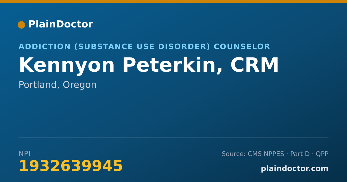Shareable card for Kennyon Peterkin, CRM - Addiction (Substance Use Disorder) Counselor, Portland, OR
