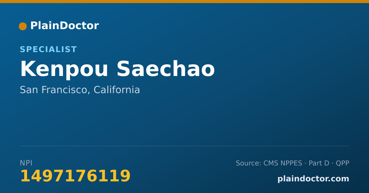 Shareable card for Kenpou Saechao - Specialist, San Francisco, CA