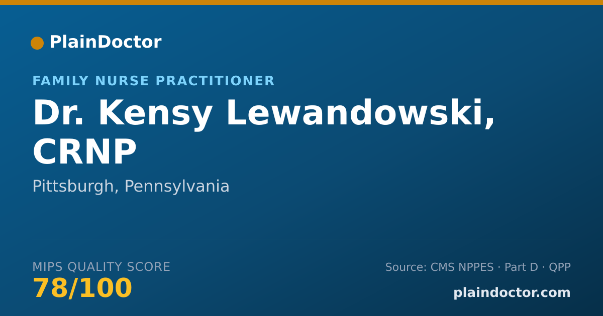 Shareable card for Kensy Lewandowski, CRNP - Family Nurse Practitioner, Pittsburgh, PA