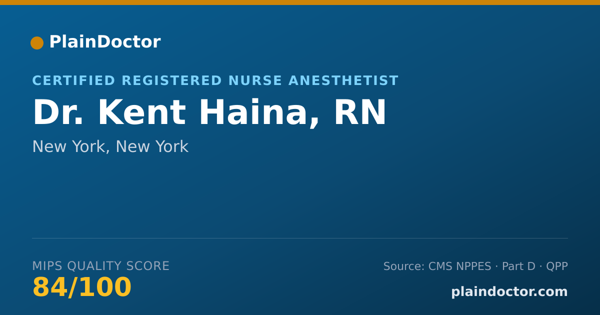 Shareable card for Kent Haina, RN - Certified Registered Nurse Anesthetist, New York, NY