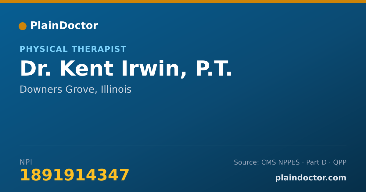 Shareable card for Kent Irwin, P.T. - Physical Therapist, Downers Grove, IL