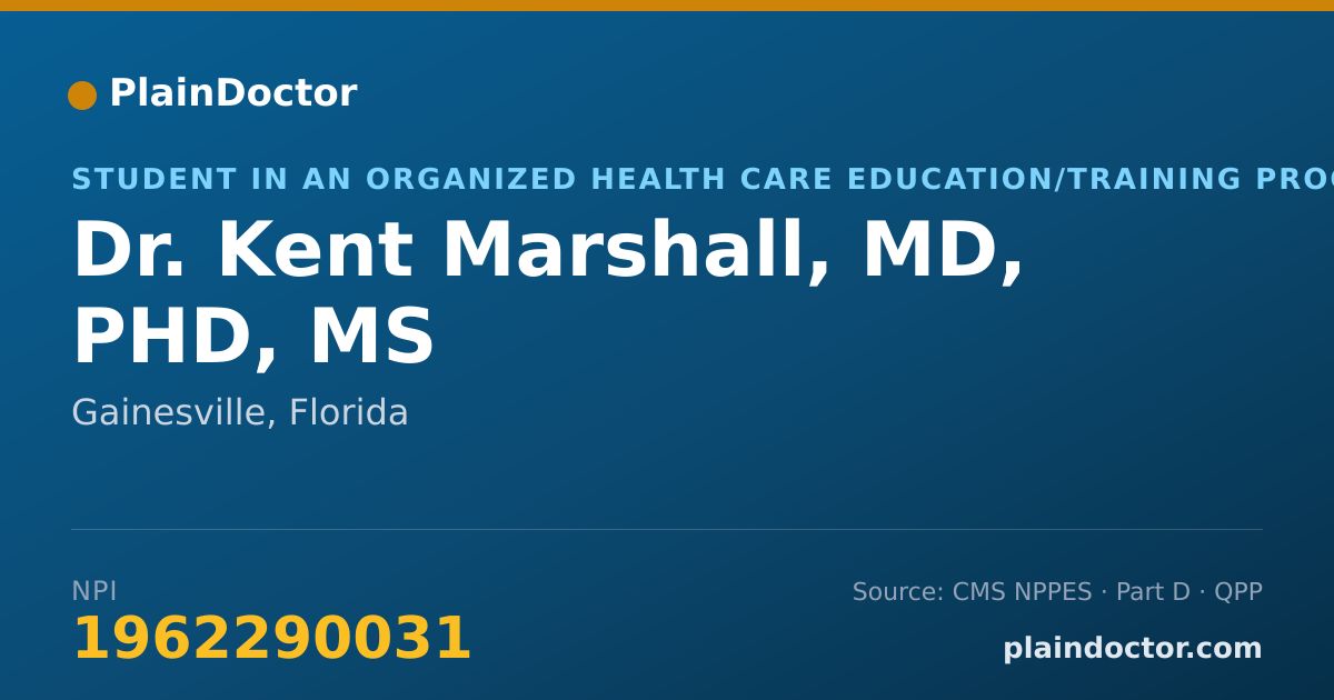 Shareable card for Kent Marshall - Student in an Organized Health Care Education/Training Program, Morgantown, WV