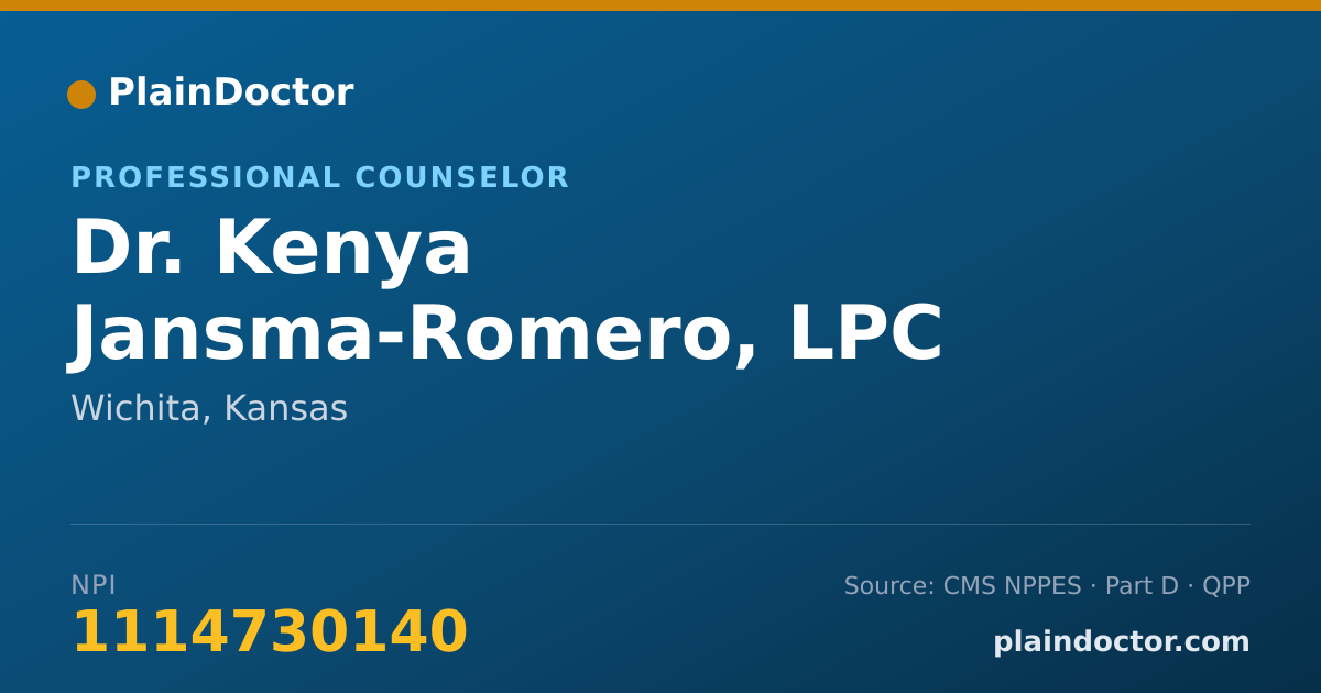 Shareable card for Kenya Jansma-Romero, LPC - Professional Counselor, Wichita, KS