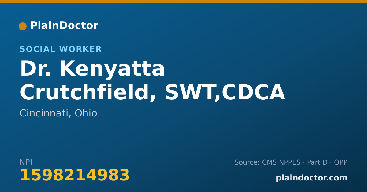Shareable card for Kenyatta Crutchfield, SWT,CDCA - Social Worker, Cincinnati, OH