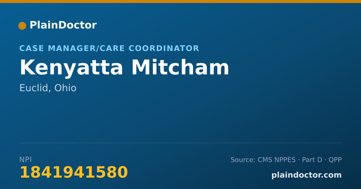 Shareable card for Kenyatta Mitcham - Case Manager/Care Coordinator, Euclid, OH