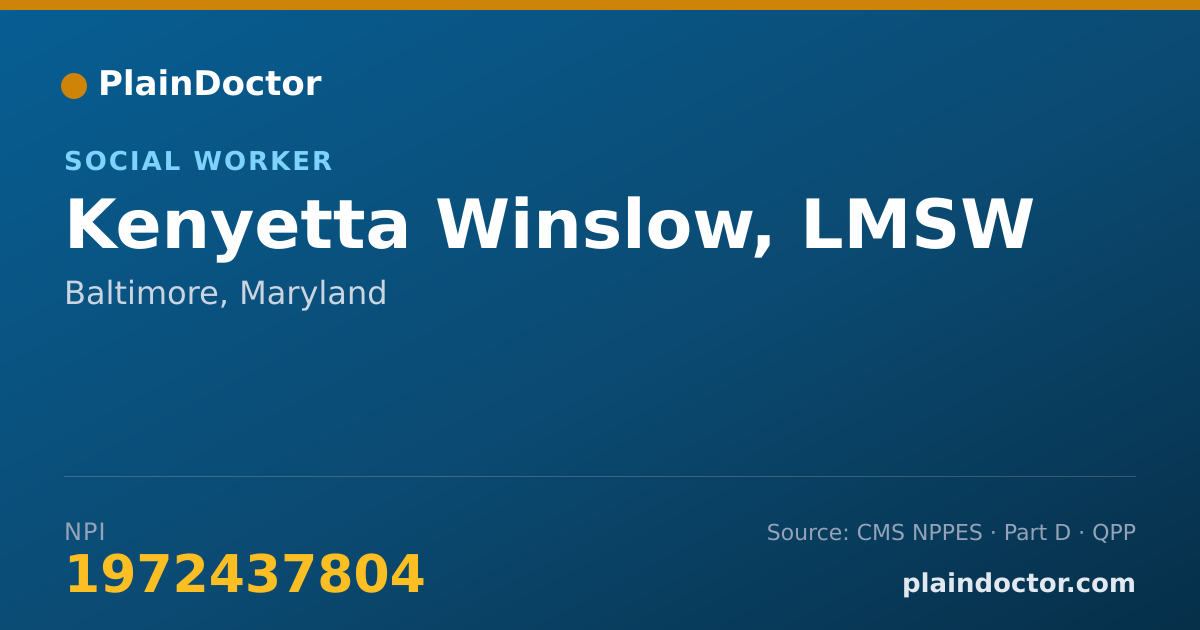 Shareable card for Kenyetta Winslow, LMSW - Social Worker, Baltimore, MD