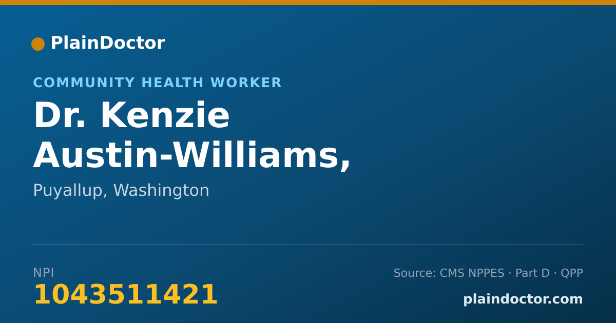 Shareable card for Kenzie Austin-Williams, L.M.P. - Community Health Worker, Puyallup, WA