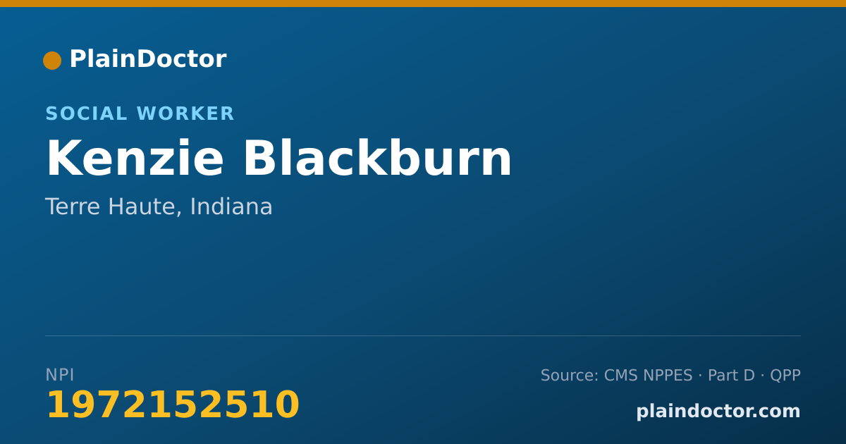 Shareable card for Kenzie Blackburn - Social Worker, Terre Haute, IN