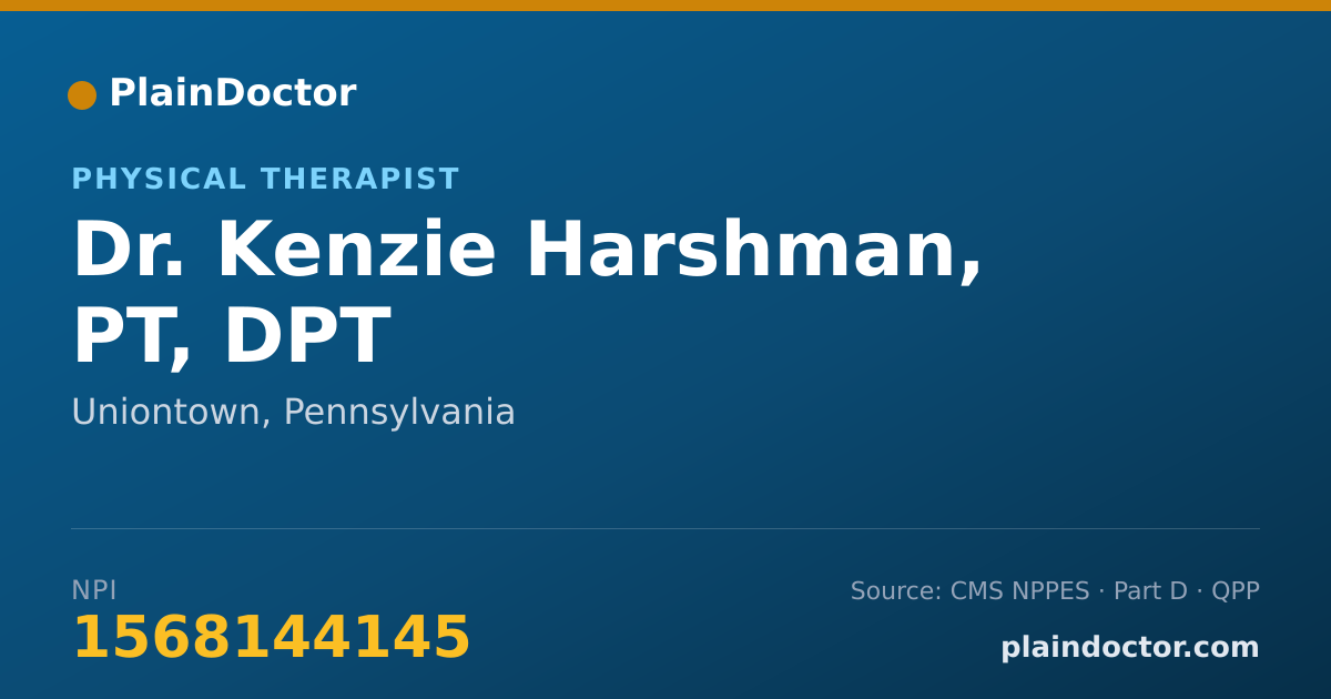 Shareable card for Kenzie Harshman, PT, DPT - Physical Therapist, Uniontown, PA