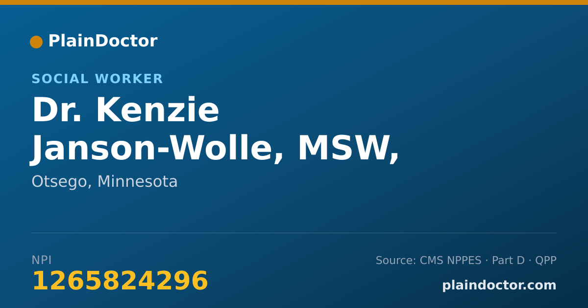 Shareable card for Kenzie Janson-Wolle, MSW, AASW - Social Worker, Otsego, MN