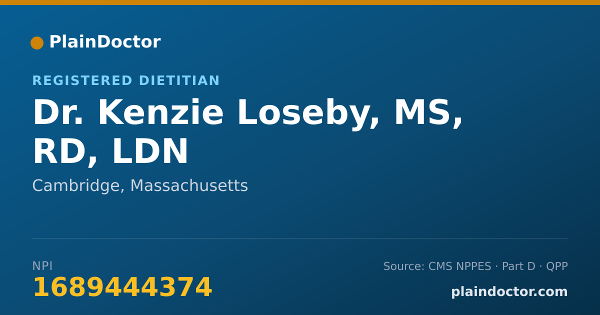 Shareable card for Kenzie Loseby, MS, RD, LDN - Registered Dietitian, Cambridge, MA