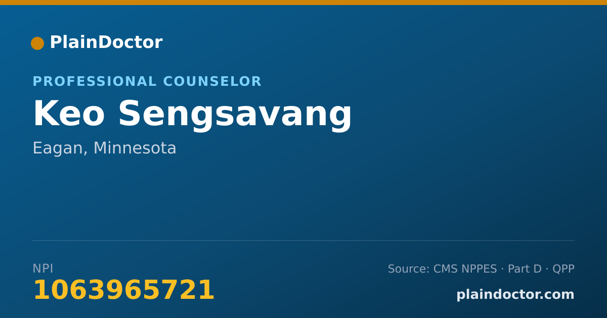 Shareable card for Keo Sengsavang - Professional Counselor, Eagan, MN