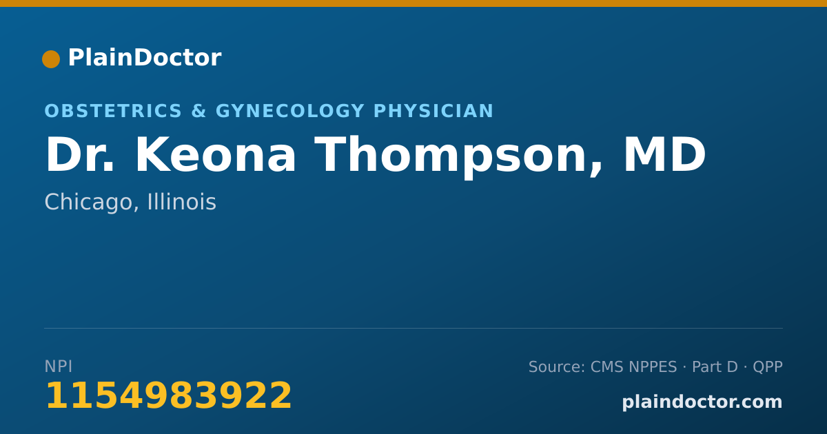 Shareable card for Keona Thompson, MD - Obstetrics & Gynecology Physician, Chicago, IL