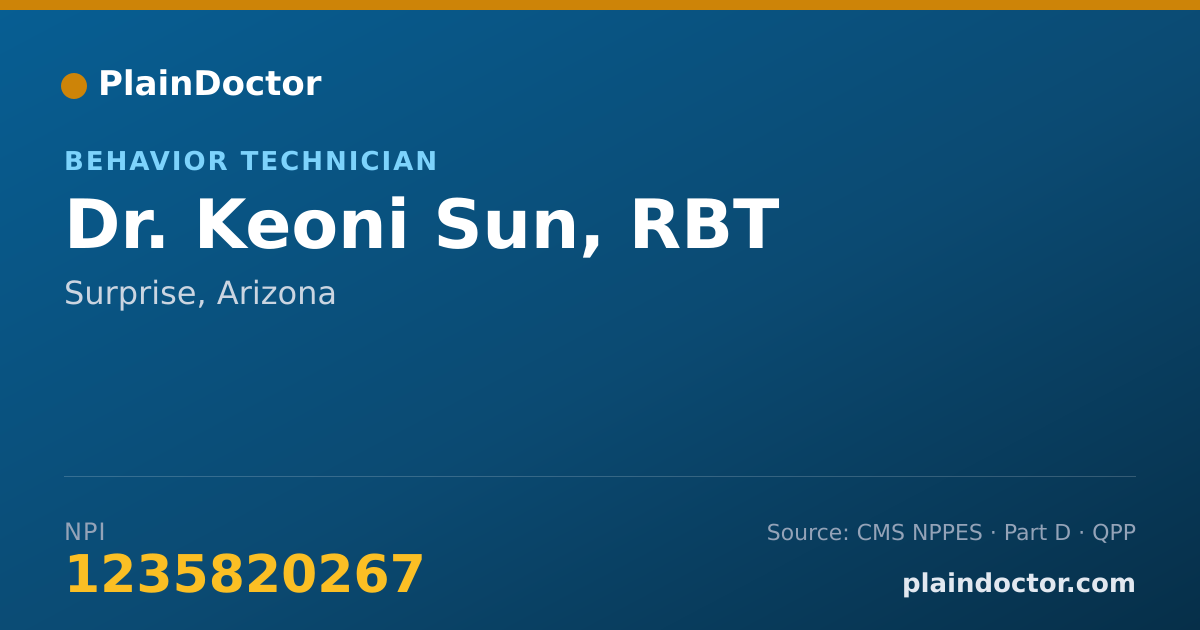 Shareable card for Keoni Sun, RBT - Behavior Technician, Surprise, AZ