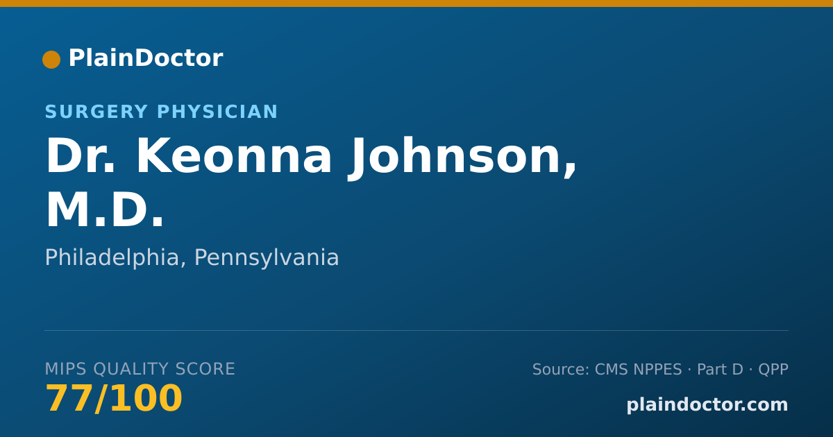 Shareable card for Keonna Johnson, M.D. - Surgery Physician, Philadelphia, PA
