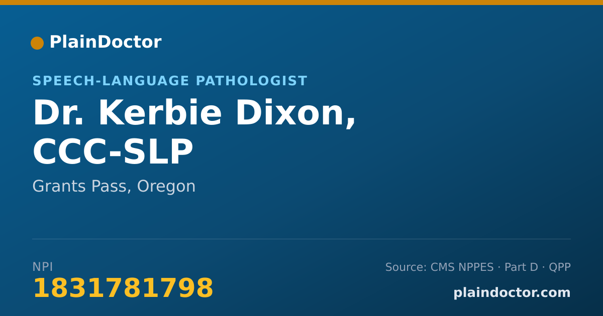 Shareable card for Kerbie Dixon, CCC-SLP - Speech-Language Pathologist, Grants Pass, OR