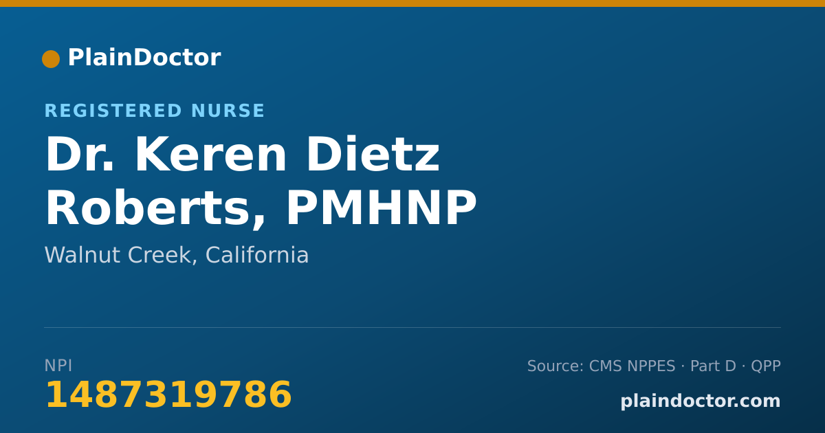 Shareable card for Keren Dietz Roberts, PMHNP - Registered Nurse, Walnut Creek, CA