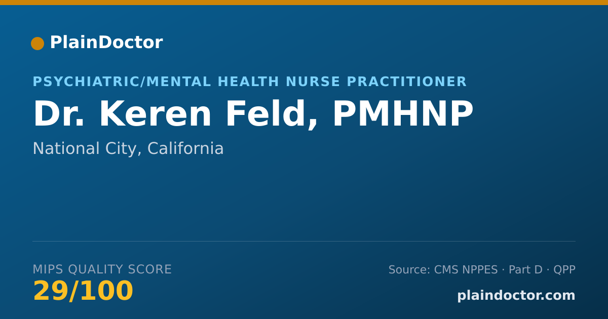 Shareable card for Keren Feld, PMHNP - Psychiatric/Mental Health Nurse Practitioner, National City, CA