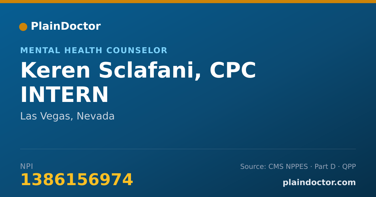 Shareable card for Keren Sclafani, CPC INTERN - Mental Health Counselor, Las Vegas, NV