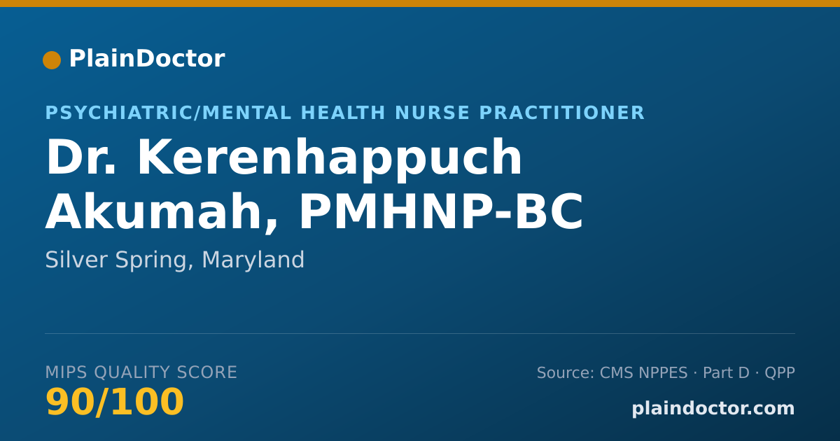 Shareable card for Kerenhappuch Akumah, PMHNP-BC - Psychiatric/Mental Health Nurse Practitioner, Silver Spring, MD