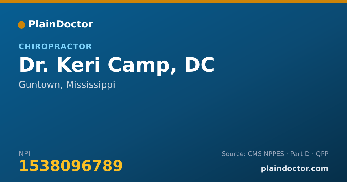 Shareable card for Keri Camp, DC - Chiropractor, Guntown, MS