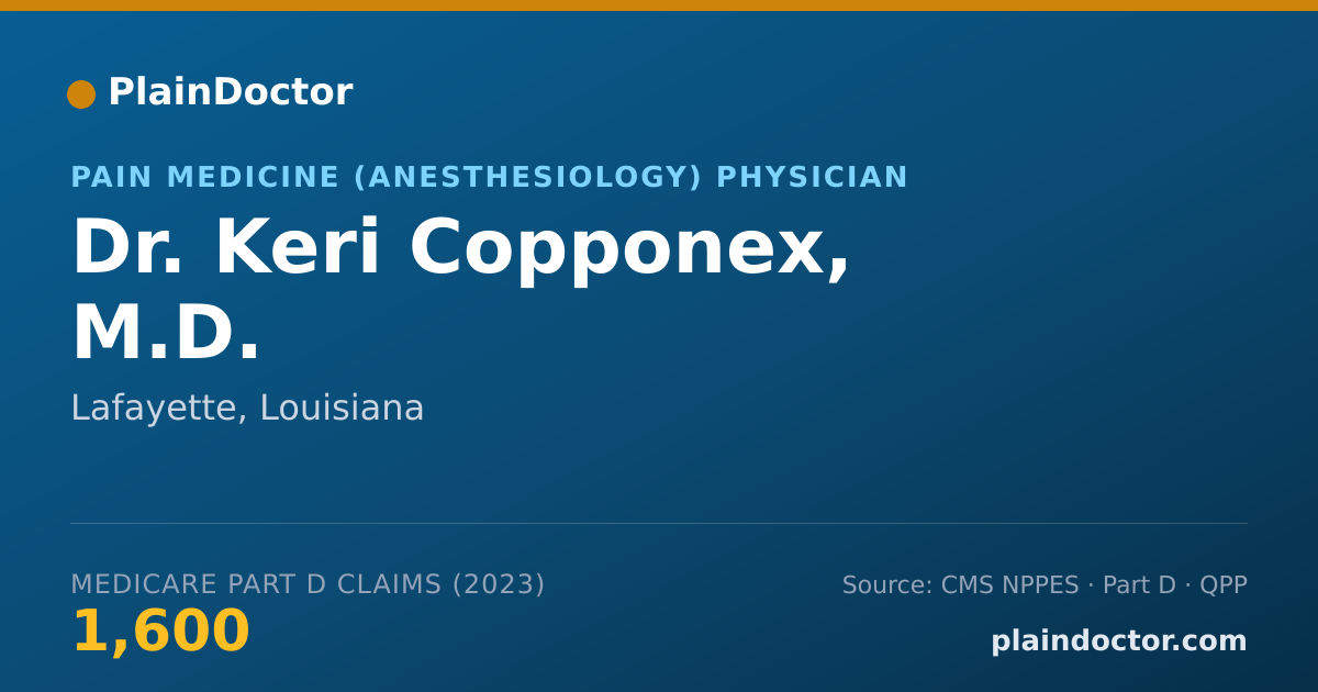 Shareable card for Keri Copponex, M.D. - Pain Medicine (Anesthesiology) Physician, Lafayette, LA
