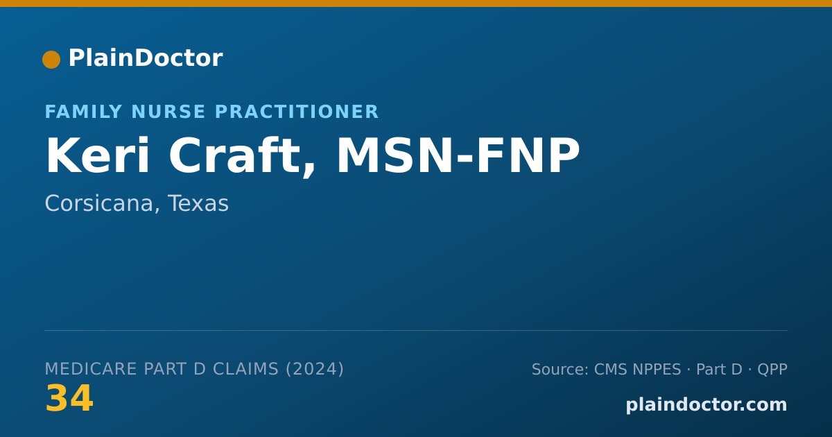 Shareable card for Keri Craft, MSN-FNP - Family Nurse Practitioner, Corsicana, TX