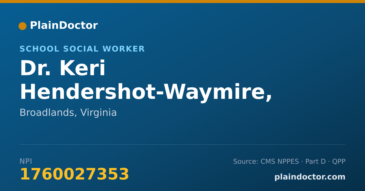 Shareable card for Keri Hendershot-Waymire, LCSW-C - School Social Worker, Broadlands, VA