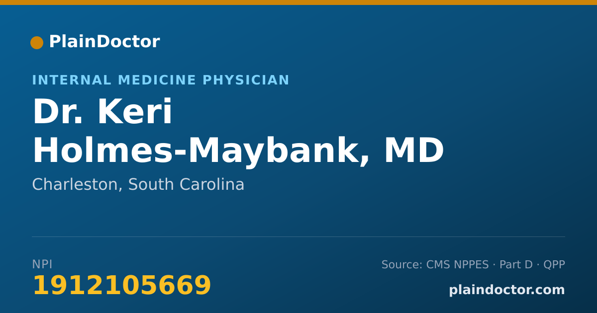 Shareable card for Keri Holmes-Maybank, MD - Internal Medicine Physician, Charleston, SC