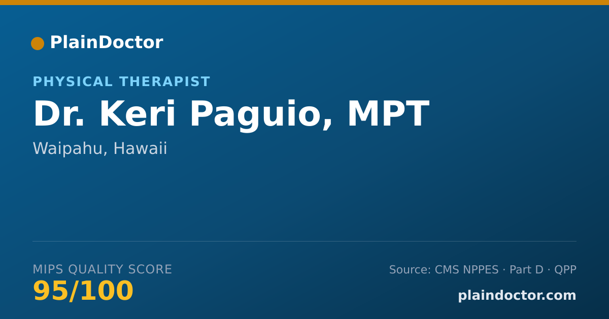 Shareable card for Keri Paguio, MPT - Physical Therapist, Waipahu, HI