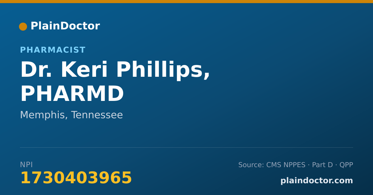 Shareable card for Keri Phillips, PHARMD - Pharmacist, Memphis, TN