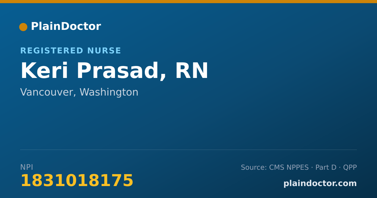 Shareable card for Keri Prasad, RN - Registered Nurse, Vancouver, WA