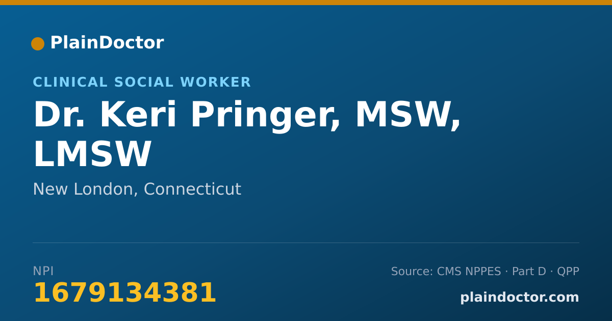 Shareable card for Keri Pringer, MSW, LMSW - Clinical Social Worker, New London, CT