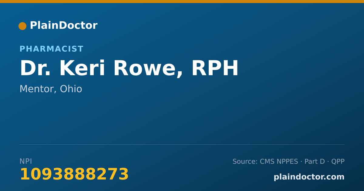 Shareable card for Keri Rowe, RPH - Pharmacist, Mentor, OH