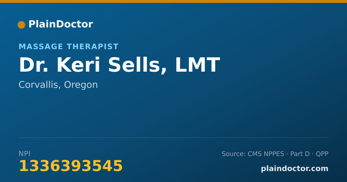 Shareable card for Keri Sells, LMT - Massage Therapist, Corvallis, OR