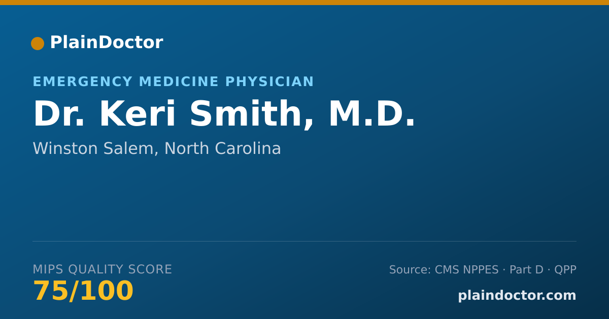 Shareable card for Keri Smith, M.D. - Emergency Medicine Physician, Winston Salem, NC